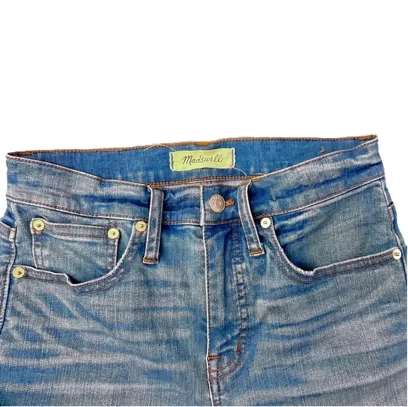 Madewell Cali Demi-Boot Size 25 Jeans Medium Blue Wash Raw Hem Distressed - Picture 6 of 12